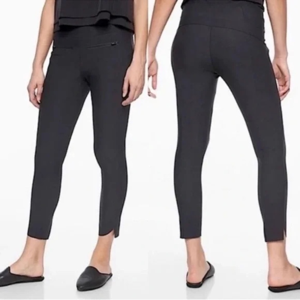 Athleta Black High‎ Rise Ankle Leggings Zip Pocket Size M